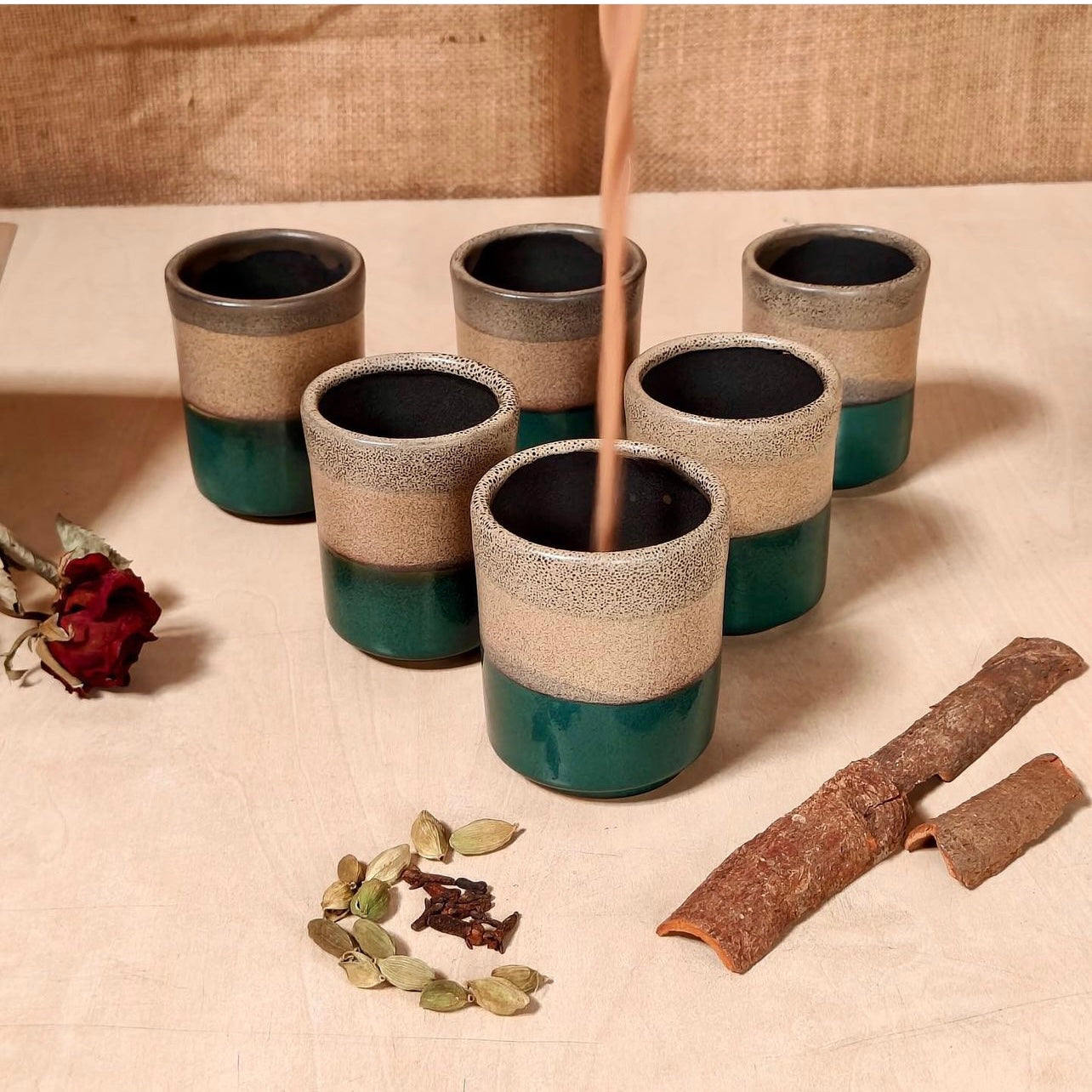 Moh Sattva Ceramic Tea Kulhad/Shot Glass Set of 4