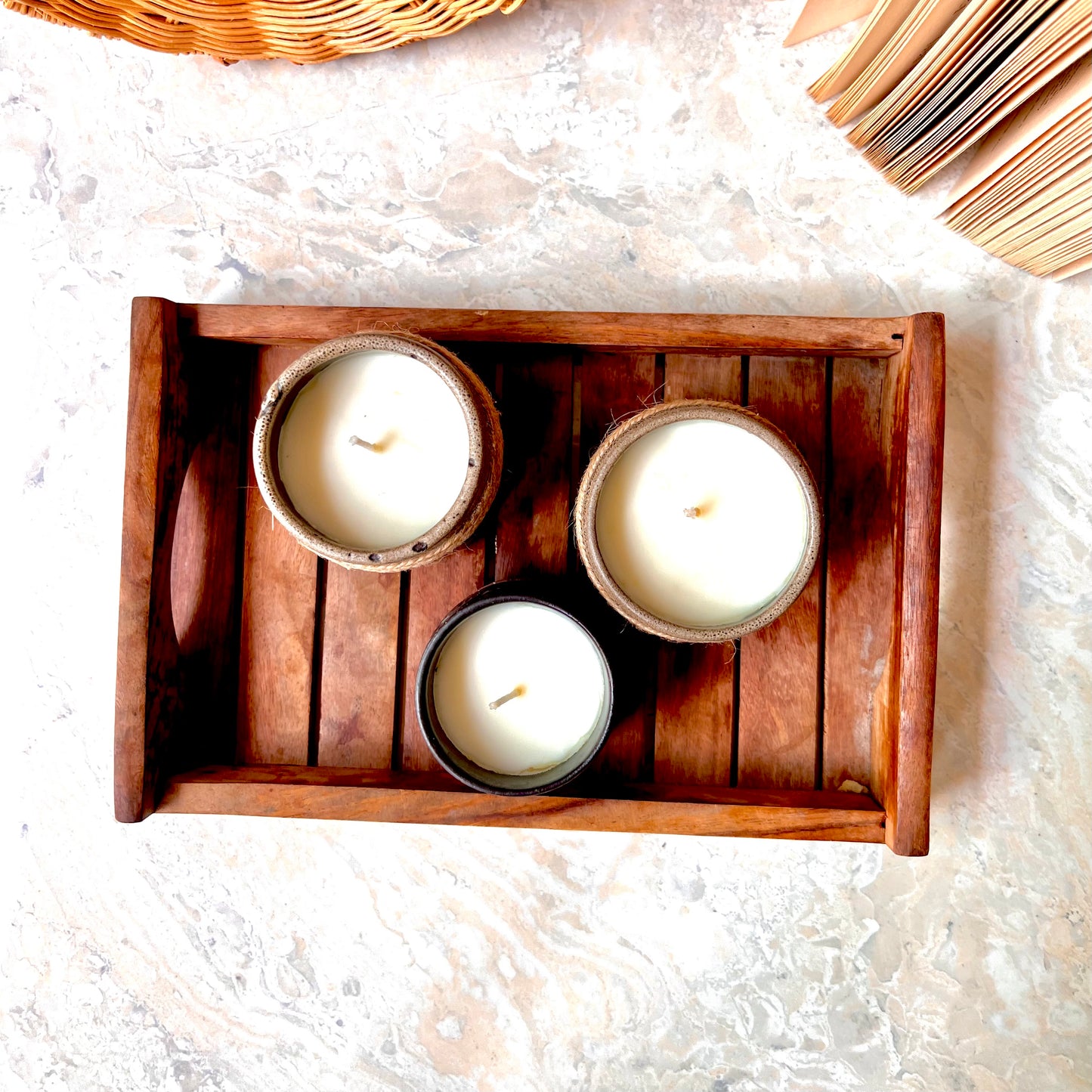 Maati Shilpik Soy Wax Oud Scanted Ceramic Candle set of 3