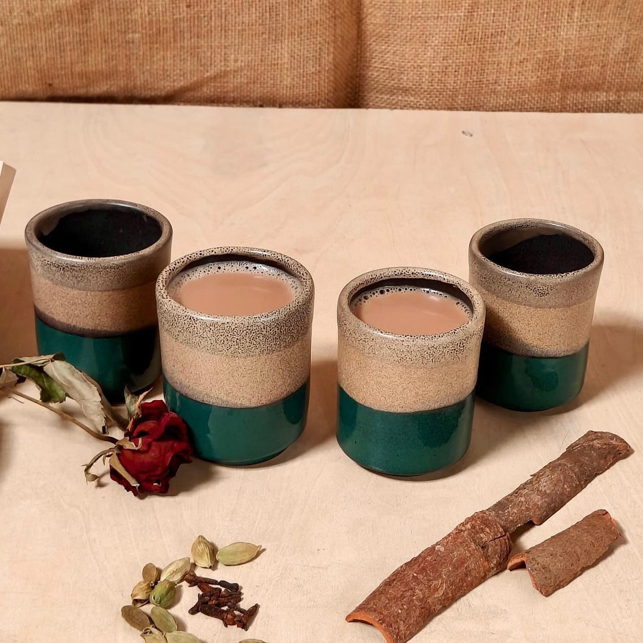 Moh Sattva Ceramic Tea Kulhad/Shot Glass Set of 4