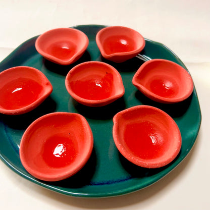 Dark red clay diya set of 5