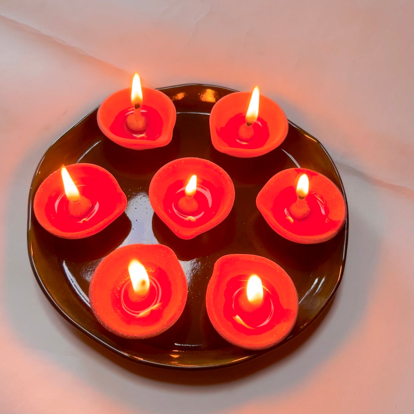 Dark red clay diya set of 5