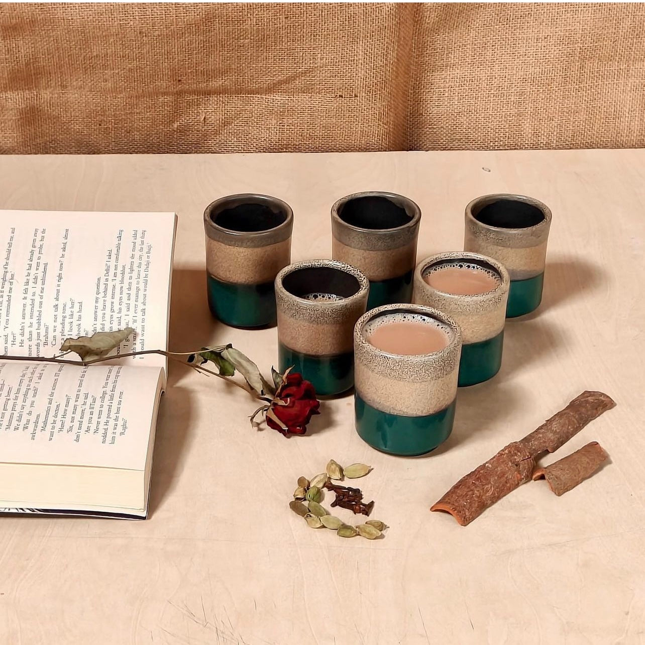 Moh Sattva Ceramic Tea Kulhad/Shot Glass Set of 4